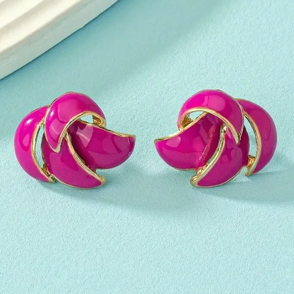 🌸 2 Pairs of Vibrant Colored GoldTone Acrylic Glossy Earrings